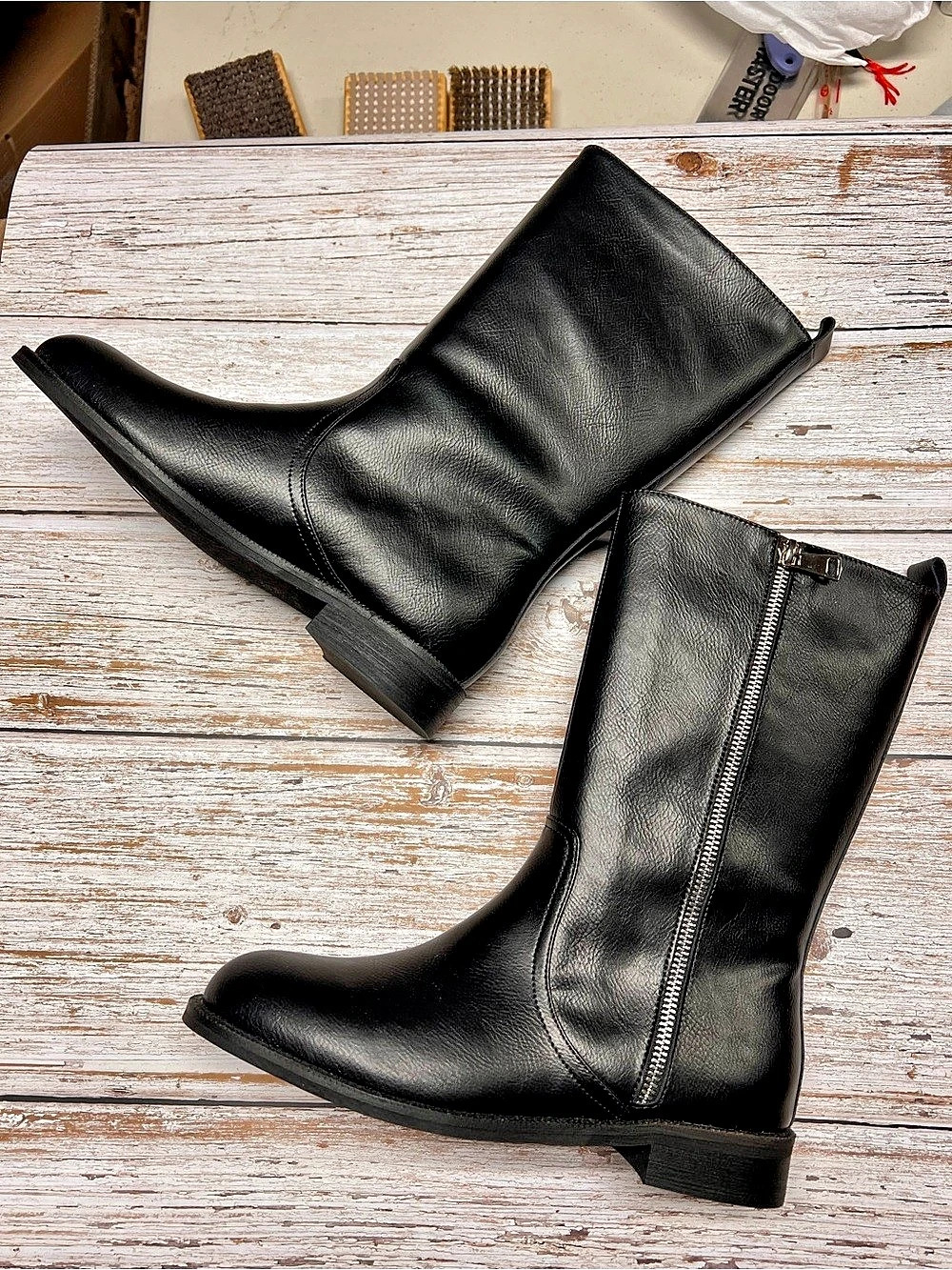 Black pull on Tall Boots